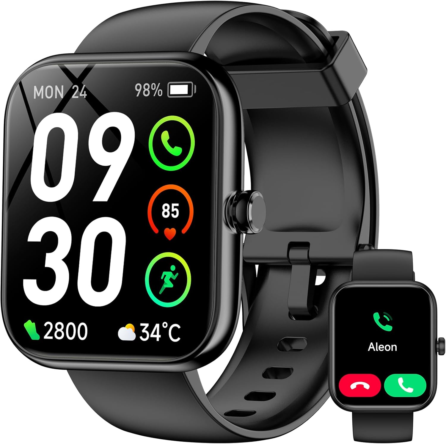 Smart Watch with Alexa Built-in‌, 1.83″ HD Fitness Tracker with Bluetooth Calls/Messages, IP68 Waterproof, 120+Sports Modes, 24/7 Heart Rate/Sleep Fitness Watch Compatible with iOS/Android (Black)