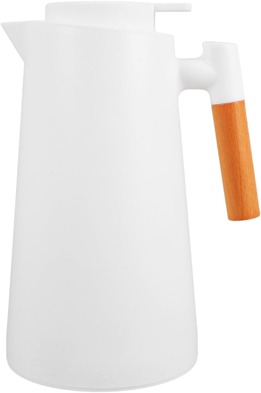 Yardwe 1 L Thermal Coffee Carafe, Double Walled Vacuum Cleaner Insulated Flask with Wood Manage, Water Kettle Insulated Flask Tea Carafe for Hot or Cold Drinks