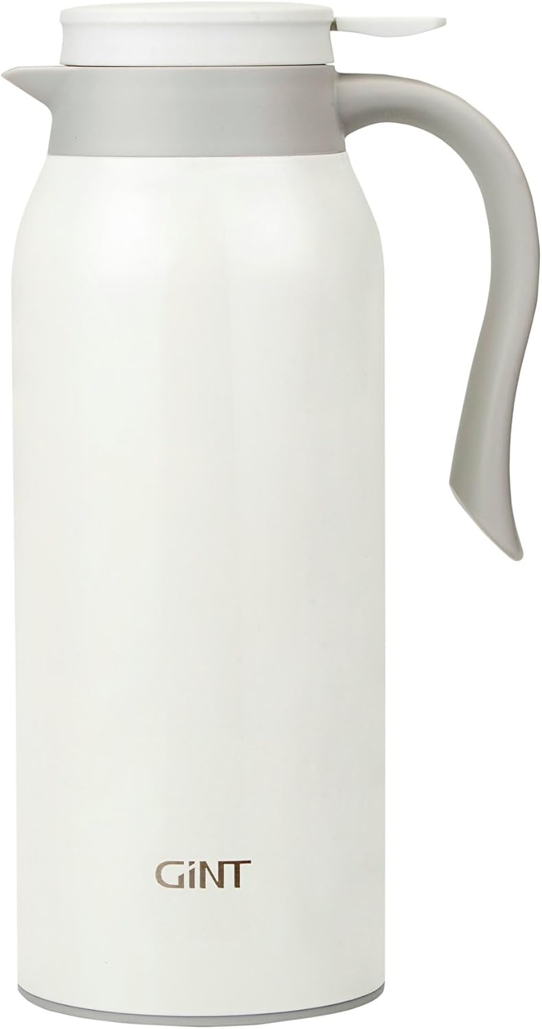 GiNT 51 Oz Stainless-steel Thermal Coffee Carafe, Dual Walled Vacuum Cleaner Insulated Flask, 12 Hour Warm Retention, 1 5 Liter Tea, Water, and Coffee Dispenser (Updated variation White)