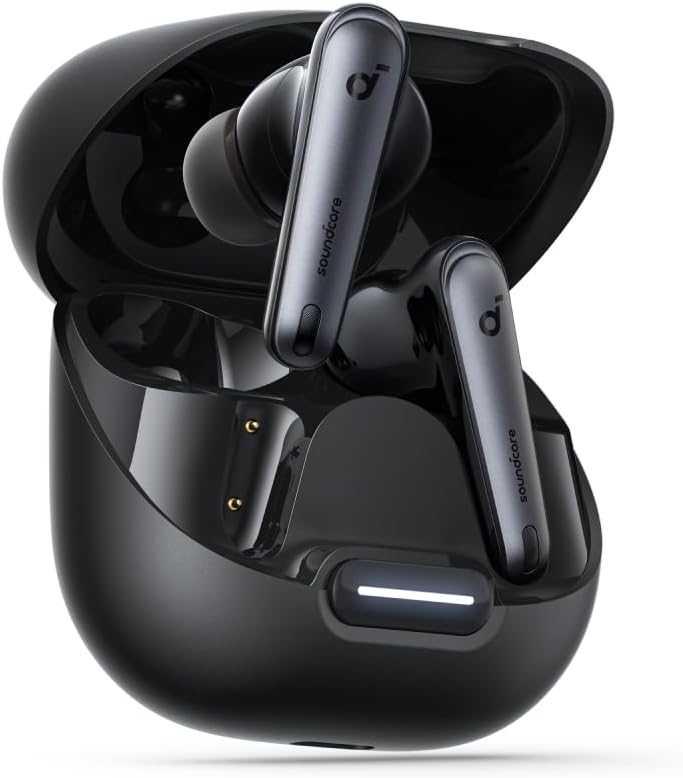 Soundcore by Anker Liberty 4 NC Wireless Earbuds, 98 5 % Sound Reduction, Flexible Noise Cancelling to Ears and Atmosphere, Hi-Res Sound, 50 H Battery, Wireless Charging, Bluetooth 5 3