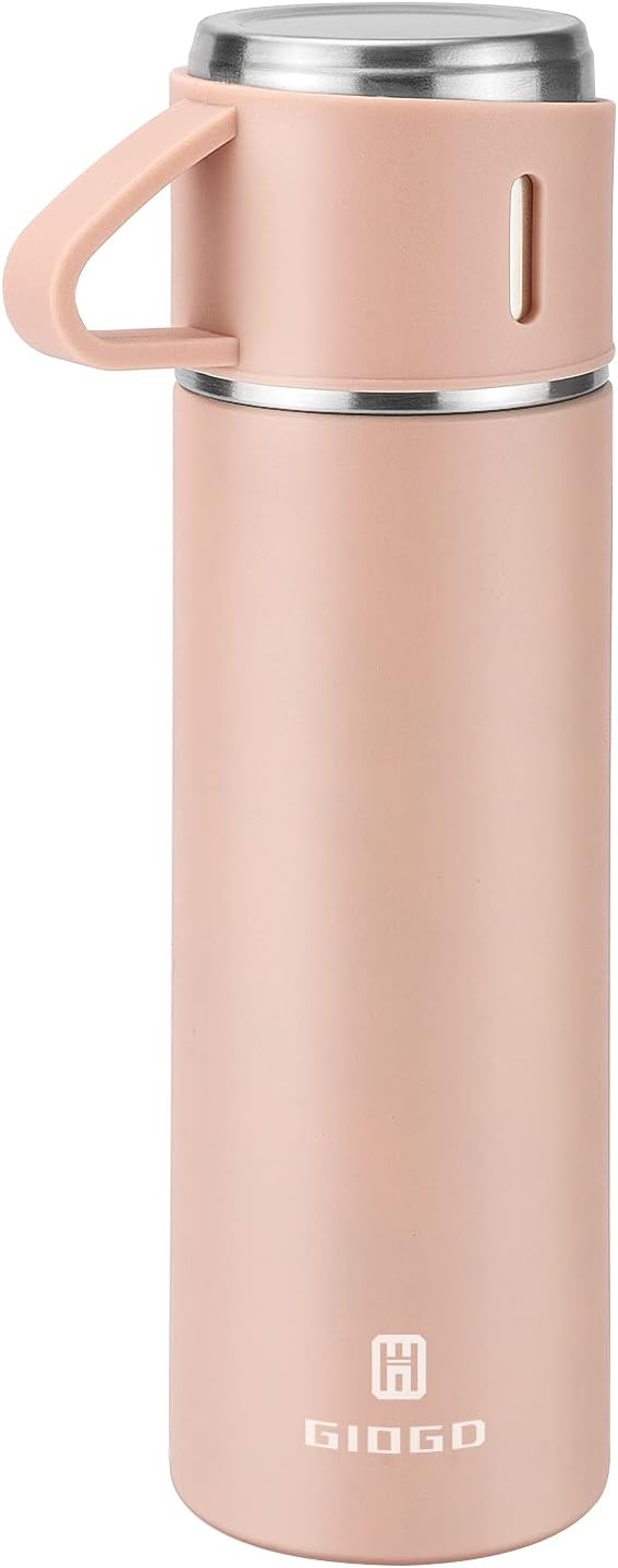 Stainless Steel Thermo 500 ml/ 16 9 oz Vacuum cleaner Shielded Container with Mug for Coffee Hot beverage and Cold drink water flask.(Pink, Single)