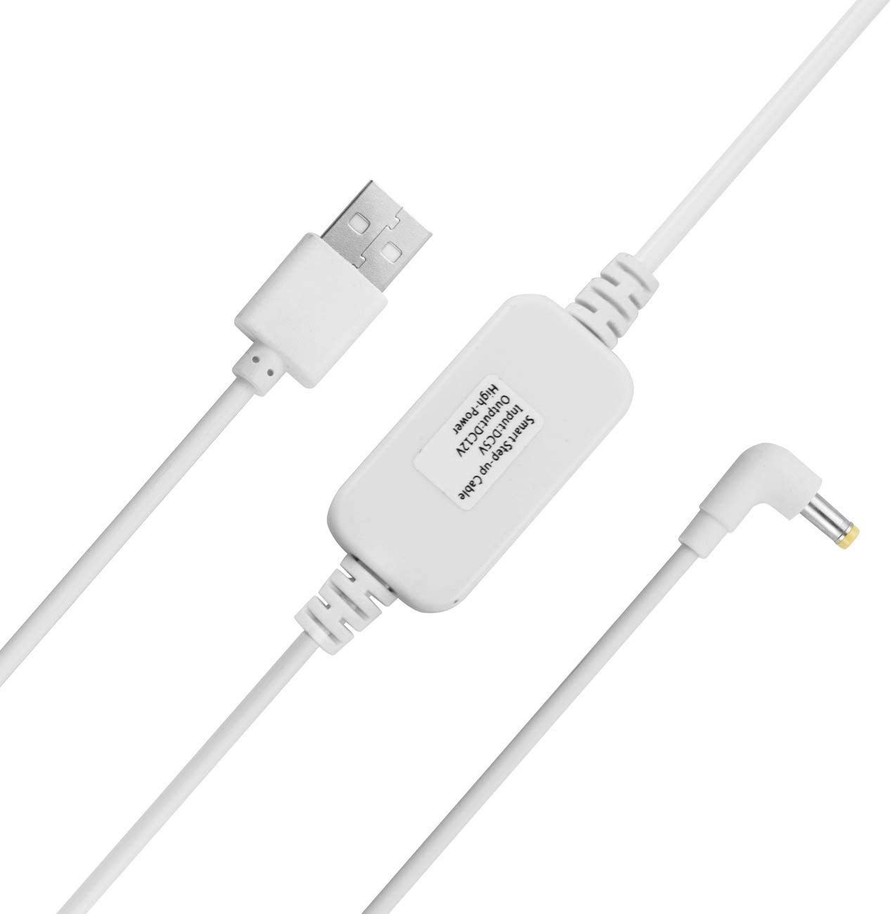 USB 5 V to DC 12 V Power Cable, Suitable With Amazon Echo Place and Mirror Dot 3 rd Generation, Voltage Step Up Converter, Power Supply Adapter (White)