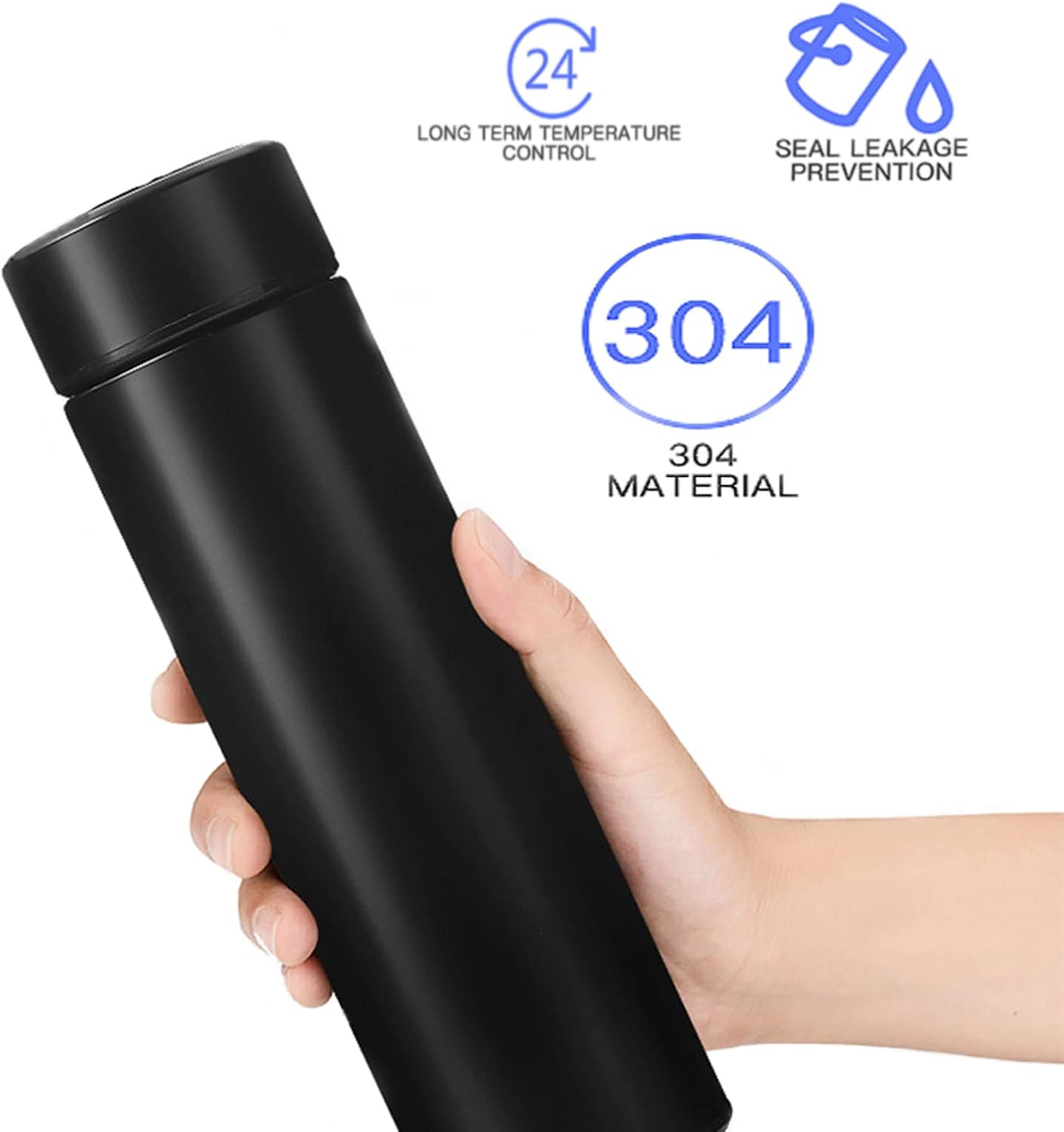Shielded Cup-Stainless Steel Vacuum Cleaner Coffee Cup, Flask Leakage Proof Canteen, Dual Wall Sport Traveling Cup, Maintain Cold & Hot 12 Hours BPA Free 17 oz (Black)