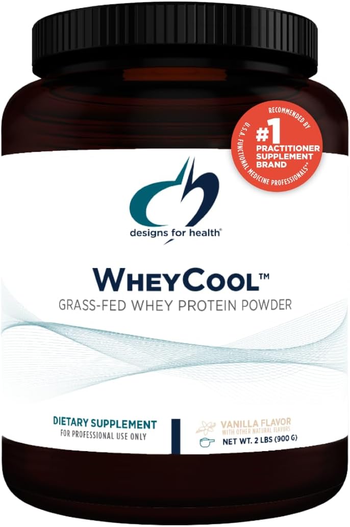 Designs for Health WheyCool – Yard Fed Whey Protein Powder Supplement with 22 g Protein, May Assistance Professional Athletes, Muscles + Energy – Non-GMO + Gluten-Free, Vanilla (30 Servings/ 900 g)