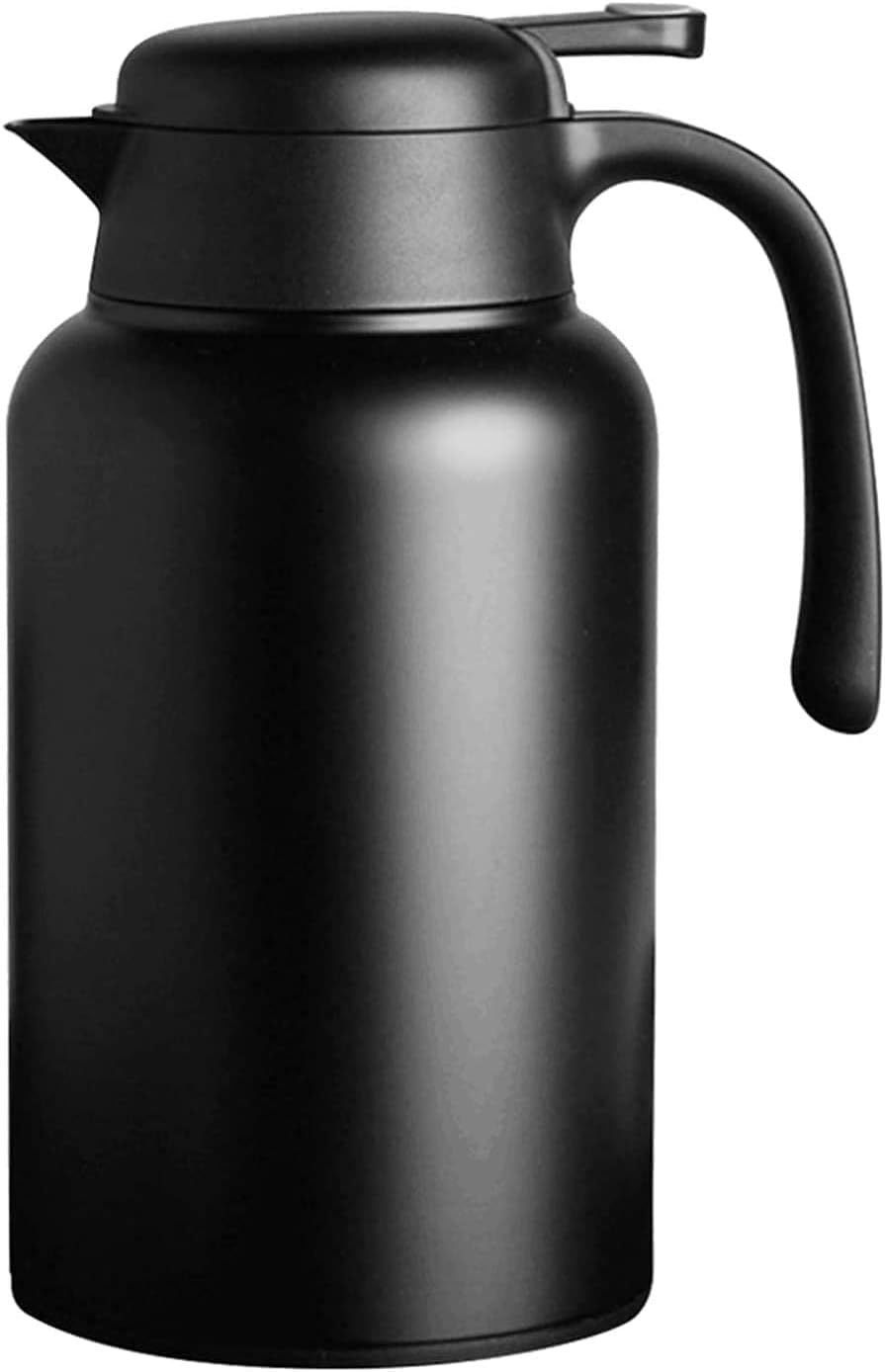 Luvan 68oz Coffee Carafe 18/10 Stainless Steel/Double Walled Vacuum Insulated Thermal Carafe with Press Button Top,12+ Hrs Heat&24+ Hrs Cold Retention,BPA Free,for Keeping Coffee,Tea,Beverage (Black)