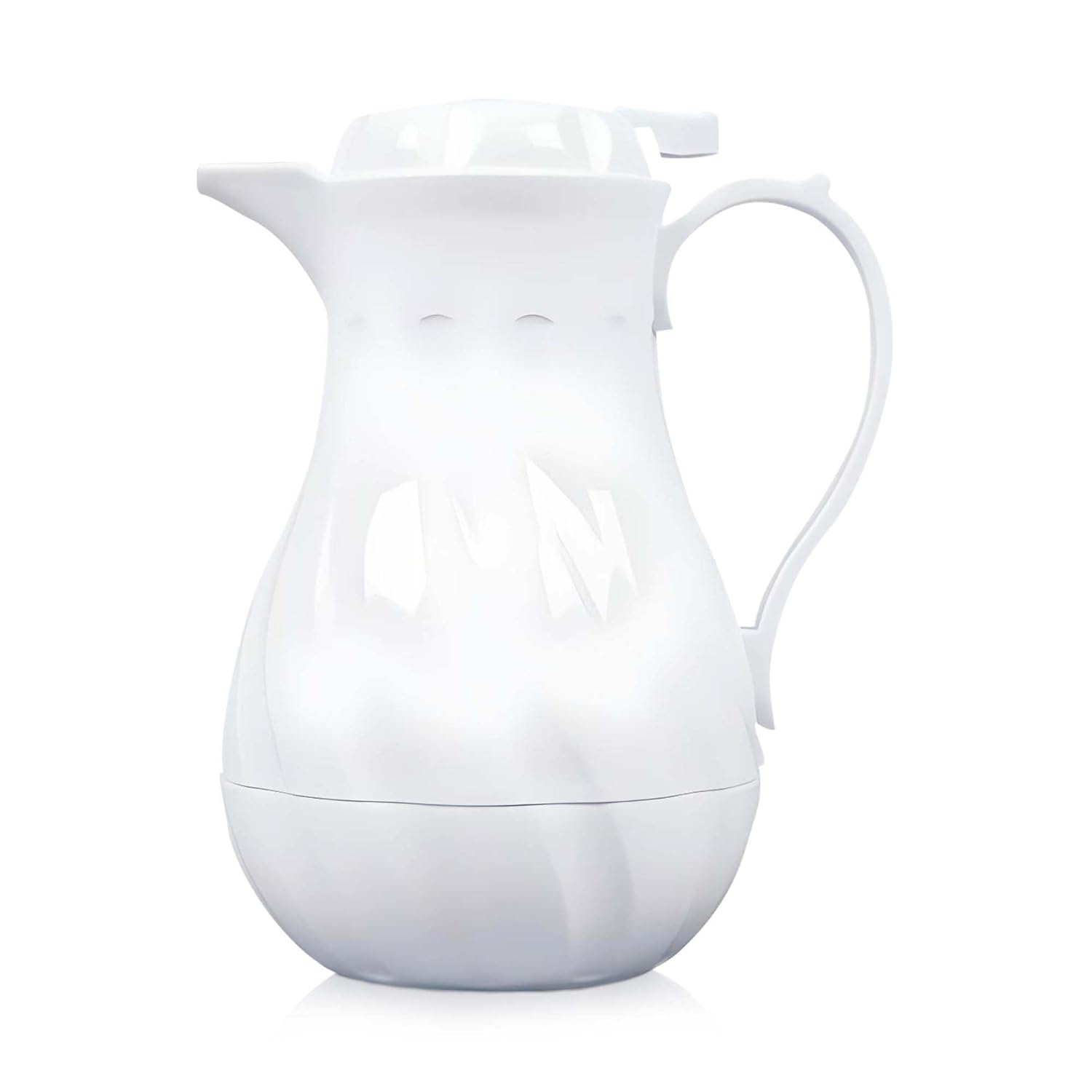 OCS Parts Easy Pour Thermal Coffee Pitcher|8 -Inch Insulated Hot and Cold Beverage Pitcher Web Server for Coffee, Tea, Hot Chocolate and Water with Colored Tags for Easy Idenfication|20 -Ounce|White