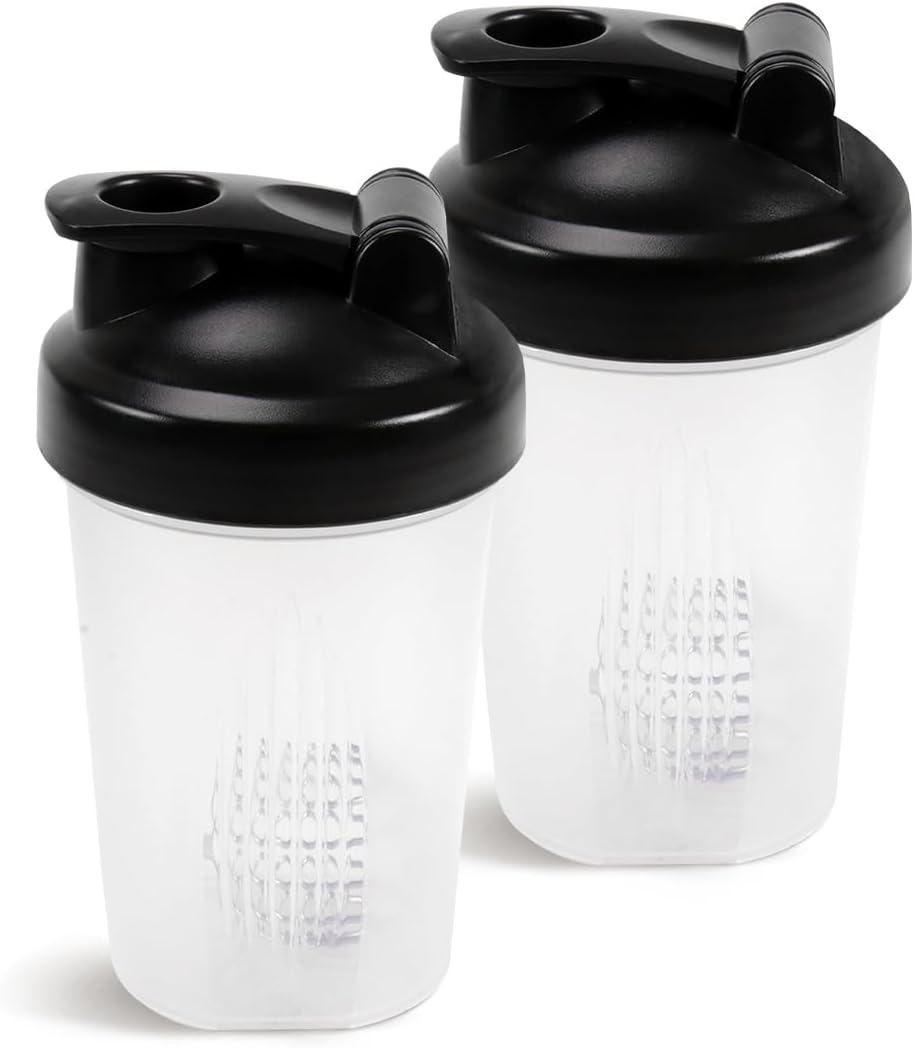 12 oz Shaker Container ， Leak Evidence Sports Shaker Cups for Protein Trembles ， Shaker Bottle for Pre Exercise and Traveling To Go ， BPA Free & Easy Clean, White ， 2 pack