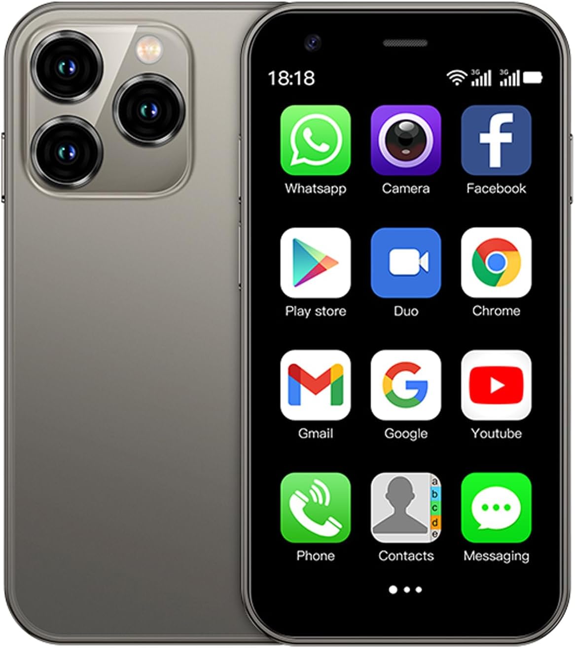 Mini Unlocked Phones,2G+16GB Smartphone 2.5 Inch Android Quad Core 3000mAh Standby Small Mobile Phone Student Pocket Cell Phone Dual SIM/GPS/Face ID (Gray)
