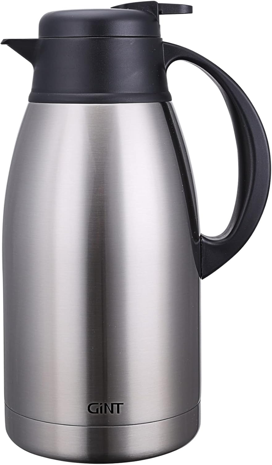 GiNT Stainless Steel Thermal Coffee Pitcher, Dual Walled Vacuum Cleaner Water and Drink Dispenser, 12 Hour Warmth Retention, 65 OZ/ 1 9 Liter, Silver