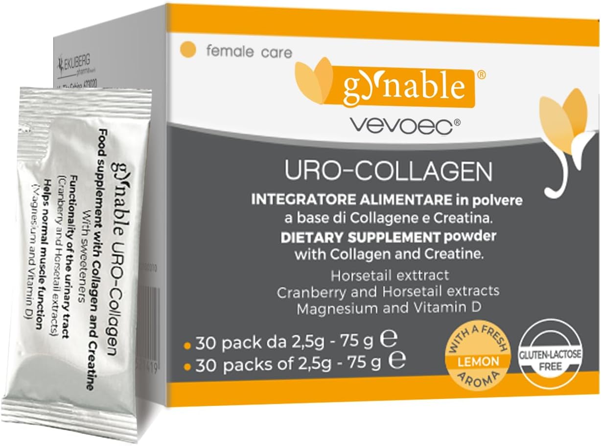 Gynable UROCollagen,Bladder Control Supplement for Women,Urinary Tract Health, Strengthen Pelvic Floor Muscles,Urinary Leakage,Female Care,with Creatine,Natural Lemon Flavored