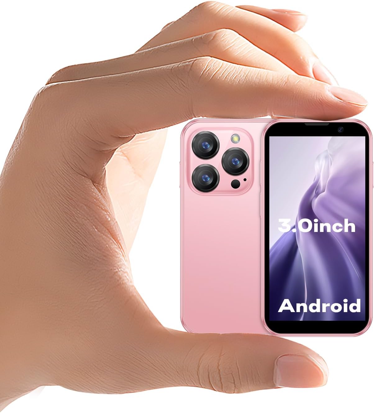 Small Intelligent 3G Unlocked Mobile Phone, with a 3-inch Screen, Dual SIM Dual Standby. It’s a Portable Spare Phone, Suitable for Kids and Students. (Pink, 2GB + 16GB)