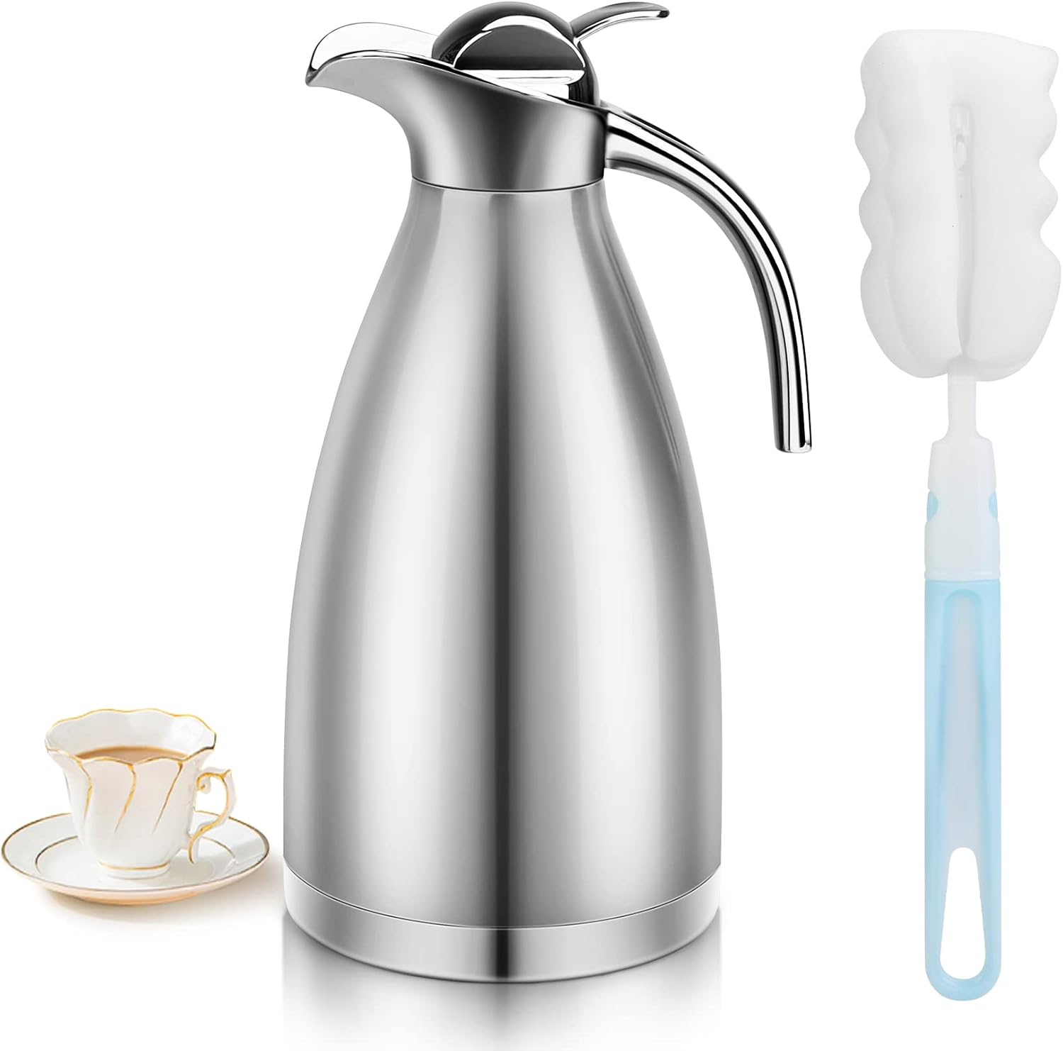 70 oz Thermal Coffee Pitcher Insulated Coffee Thermos Urn, Stainless-steel Coffee Carafes For Maintaining Hot, Dual Walled Insulated Vacuum Cleaner Flask Pot, Tea Water Coffee Hot Drink Airpot Dispenser