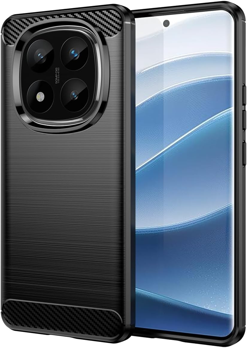 Case for Xiaomi Redmi Note 14 Pro Plus 5G Carbon Fiber Case Slim Soft TPU Case Shock-Absorption Protective Shockproof Phone Cover for Xiaomi Redmi Note 14 Pro+ 5G Black