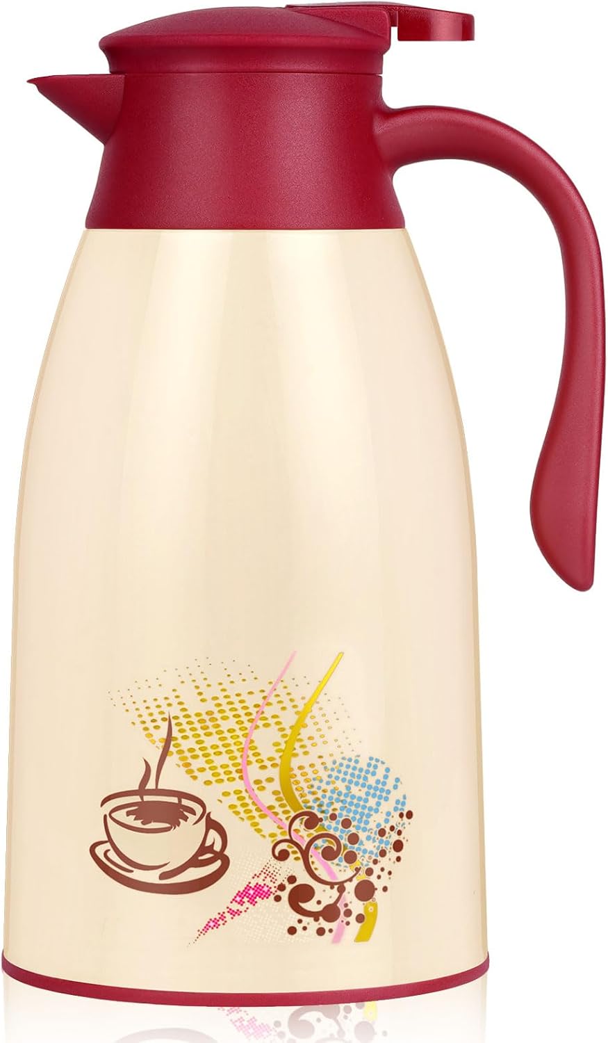 40 5 Oz Thermal Coffee Pitcher, Vacuum Cleaner Insulated Glass Lined Coffee Thermos, 1 2 Litre Tea Pot with Cover, Heat Retention for Coffee & Tea