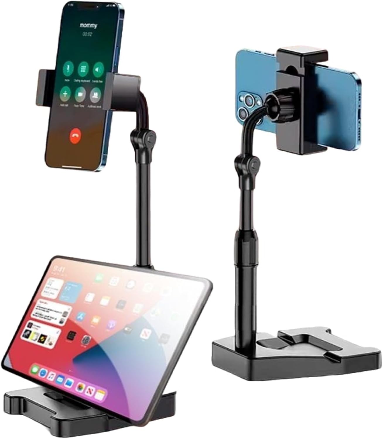 Adjustable Height Phone Holder,Office Desk Accessories,360-degree Rotating Retractable Desk Stand, Rotating Cell Phone Holder for Desk for All iPhone,IPad,Tablet,Samsung, Android