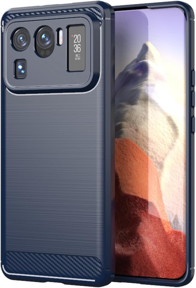 Case for Xiaomi 11 Ultra Case, M2102K1C M2102K1G Case, Carbon Fiber Shockproof Slim Silicone Rugged Soft TPU Back Phone Cover for Xiaomi Mi 11 Ultra 5G Blue