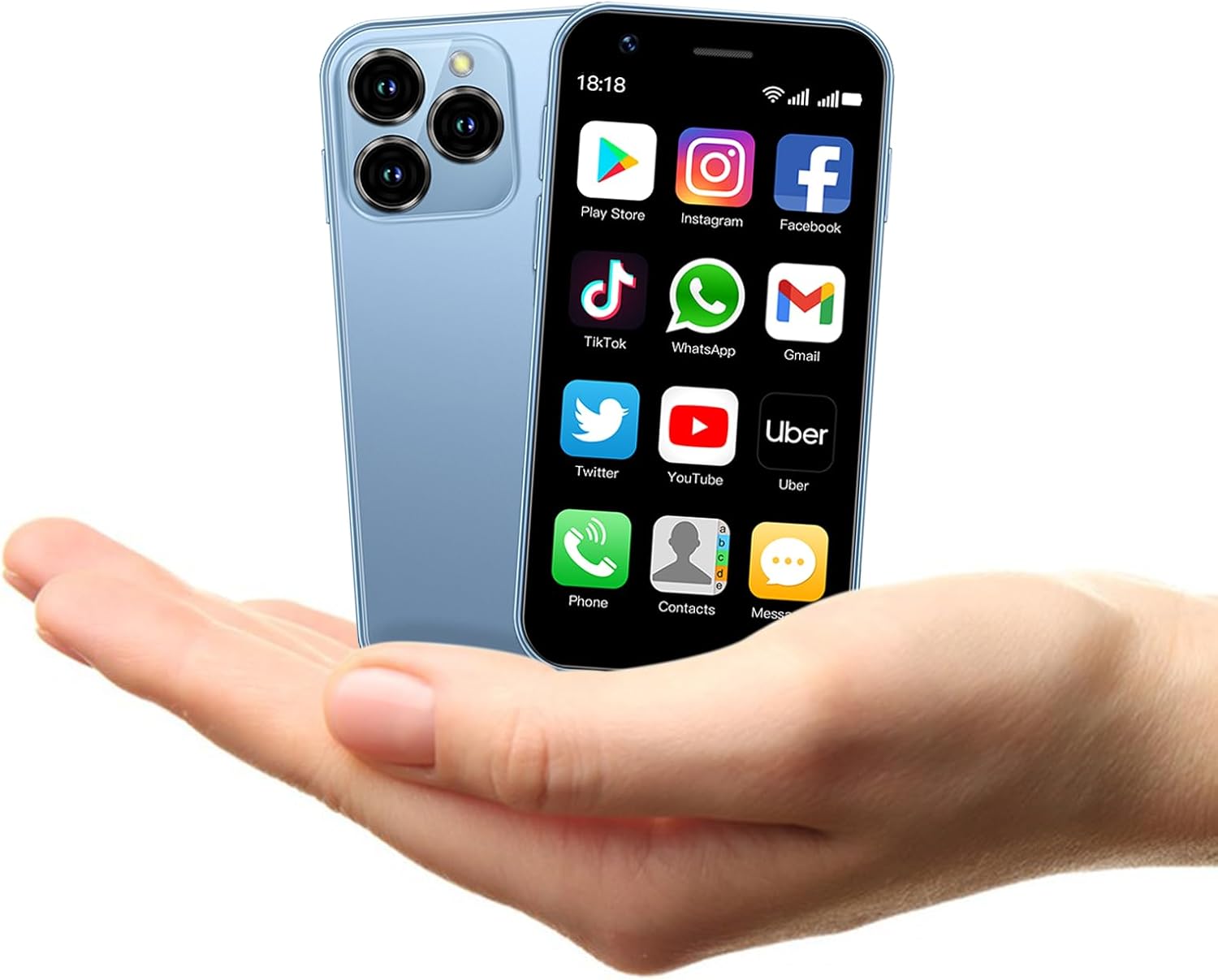 Mini Phone XS15 3.0inch Small Smartphone,2G+16G,Android 8.1 Super Cute Phone,Cute Palm Child Smartphone,Dual SIM,HD Cameras,Face ID,Gift for Kid