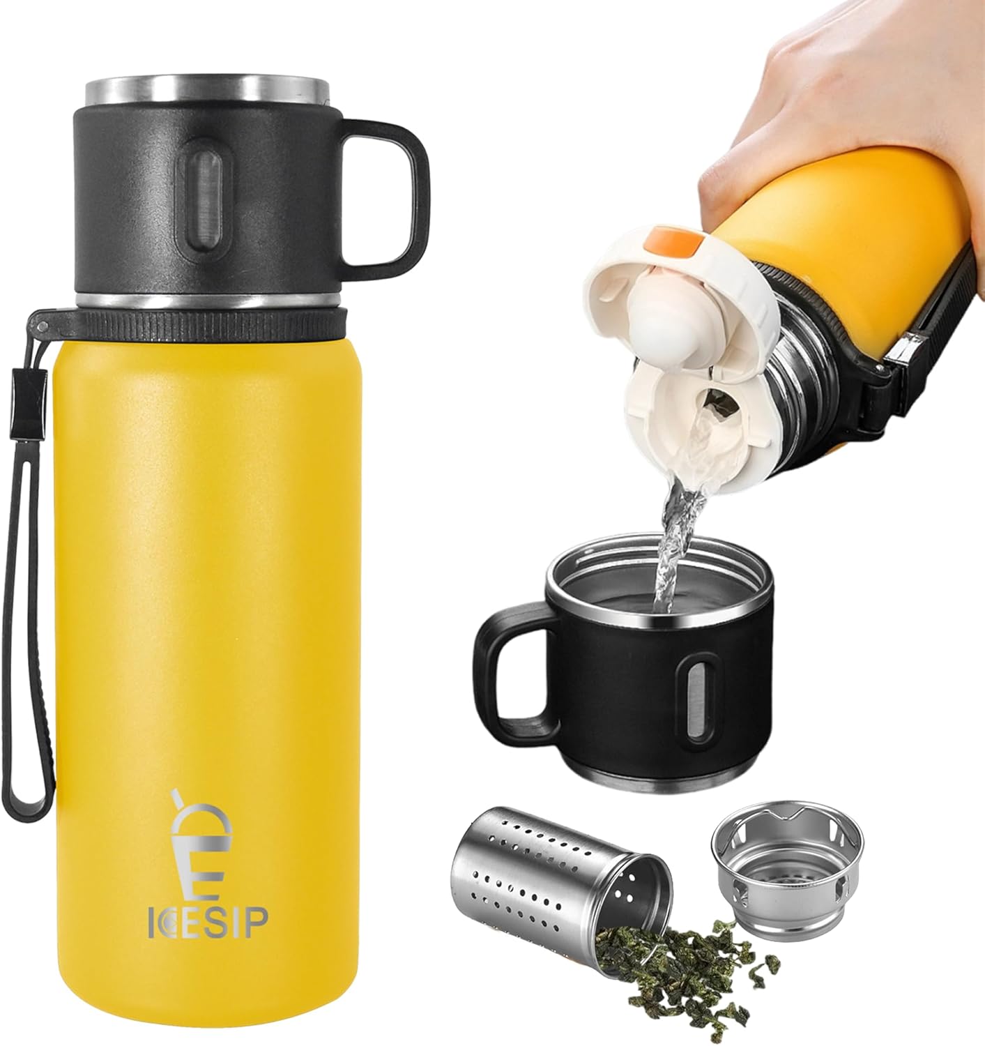 Stainless-steel Insulated Container, 20 oz with mug Vacuum Insulated Canteen, Thermo for Hot Drinks/Cold Drinks, 24 -Human Resources Insulation Commute, Traveling