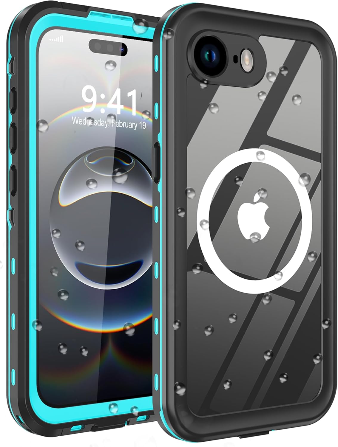 for iPhone 16e Case Waterproof, [Shockproof] [Dustproof] [IP68 Waterproof] Full-Body Hard Case Built-in [Lens Screen Protection] for Diving Case (Teal, for iPhone 16e 6.1in)