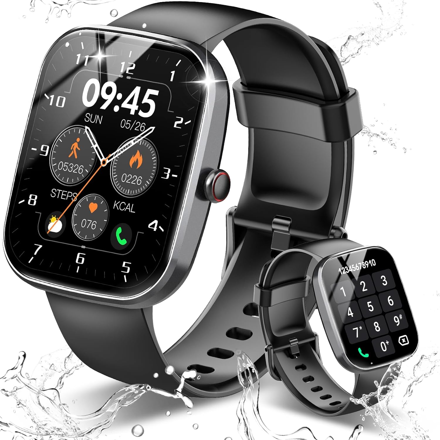 Smart Watch, 1 91 HD Display Smartwatch for Men Female(Answer/Make Telephone Call), Health And Fitness Watch with Heart Rate/Sleep Monitor/Steps Monitor, 110 + Sports Modes, IP 68 Waterproof Activity Trackers, Black