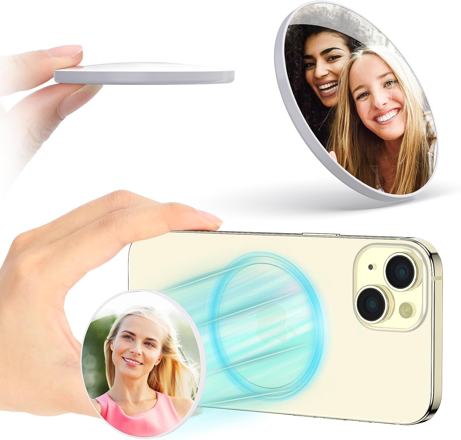 VRIG Magnetic Selfie Mirror for Back Camera,Convex Mirror for Magsafe Compatible with iPhone 16 15 14 13 12 Pro Max Plus,MagSafe Case & All Phones for Selfies & Vlogging & Streaming