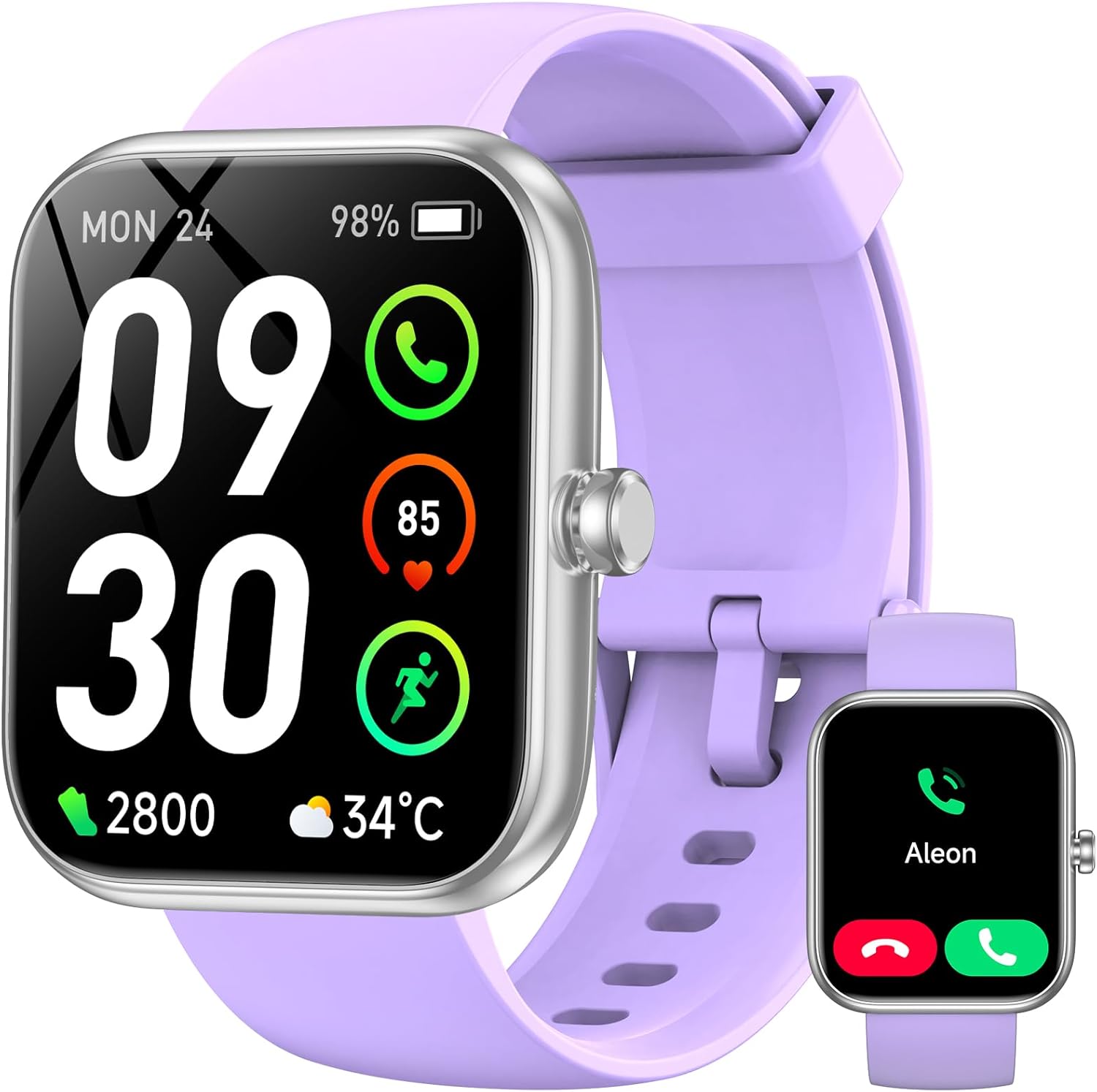 Smart Watch with Alexa Built-in, 1 83 HD Physical Fitness Tracker with Bluetooth Calls/Messages, IP 68 Water-proof, 120 + Sports Modes, 24/ 7 Heart Rate/Sleep Smartwatch Compatible with iOS/Android (Purple)