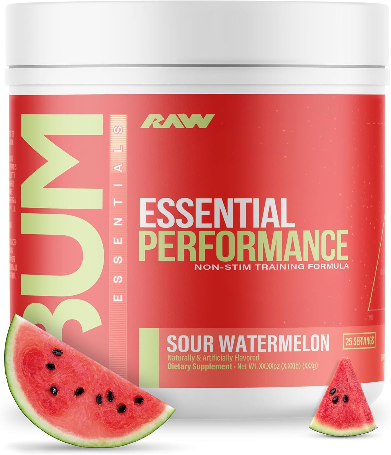 RAW Necessary Efficiency Non-Stim Pre-Workout Powder – Preworkout for Endurance Toughness & Emphasis Without Caffeine or Stimulants – Creatine Monohydrate, L-Citrulline & Beta Alanine – Sour Watermelon