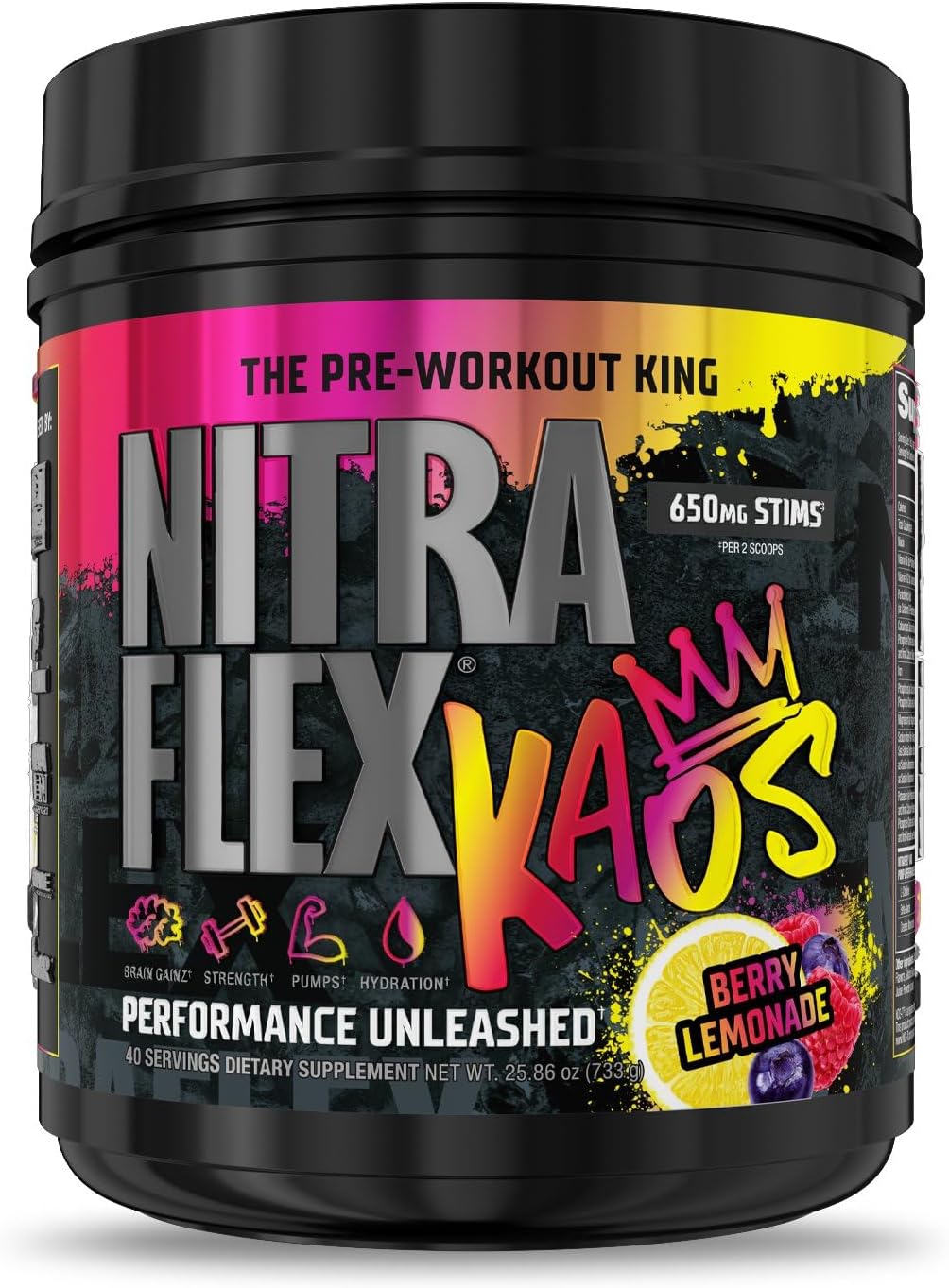 GAT SPORT Nitraflex KAOS Berry Lemonade Pre-Workout Powder,