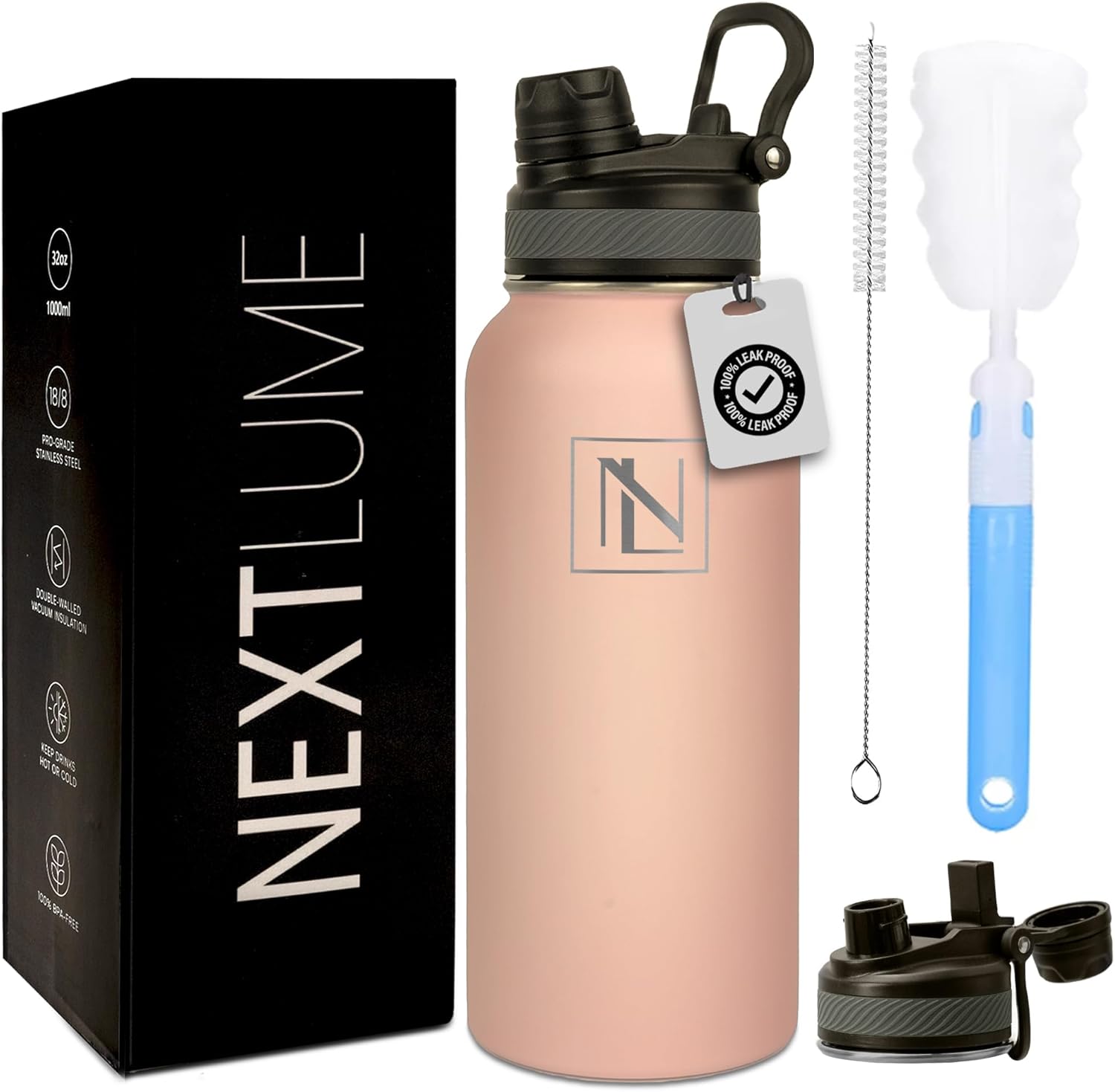 32 Oz Insulated Thermos With Straw – Travel Flask Hot And Coldest Thermos With Cleaning Brush, Stainless-steel, Leak Evidence Lid With 2 -in- 1 Chug Spout and Straw Cover