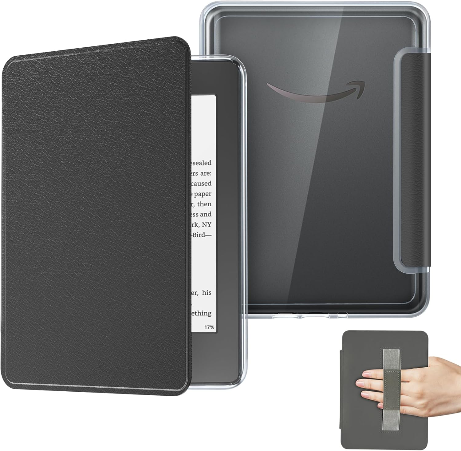 Clear Instance with Cover and Hand Strap for 7 Kindle Paperwhite 12 th Gen 2024/ Trademark Edition Works with Page Turner, Foldable Situation for Colorsoft Trademark Edition 1 st Gen( 2024 with Car Sleep Wake
