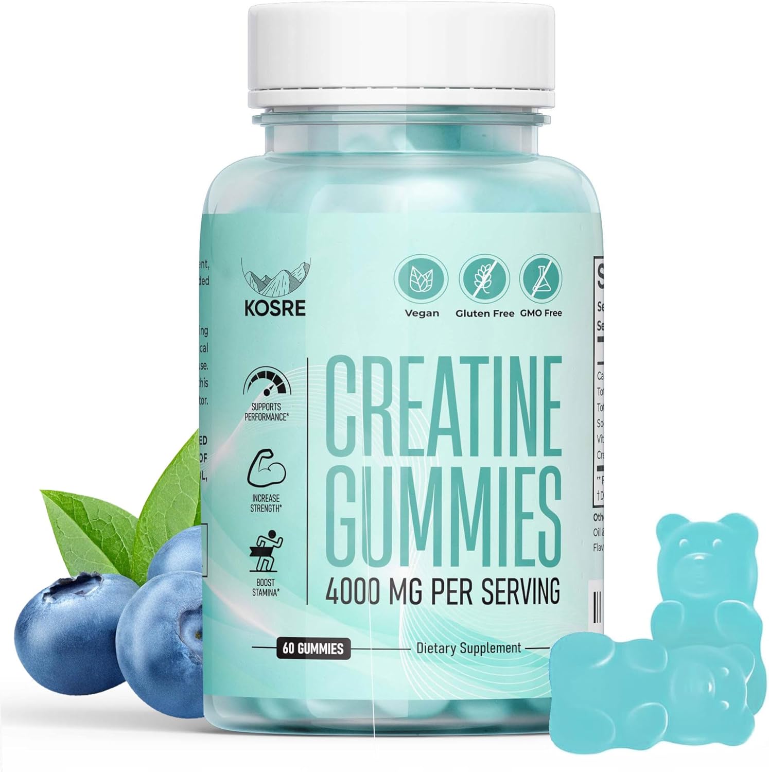 Creatine Monohydrate Gummies with 4 g Creatine for Men & Women– Sustains Stamina, Endurance, and Muscular Tissue Growth– Micronized & Clean Creatine HCL Solution (60 Gummies)