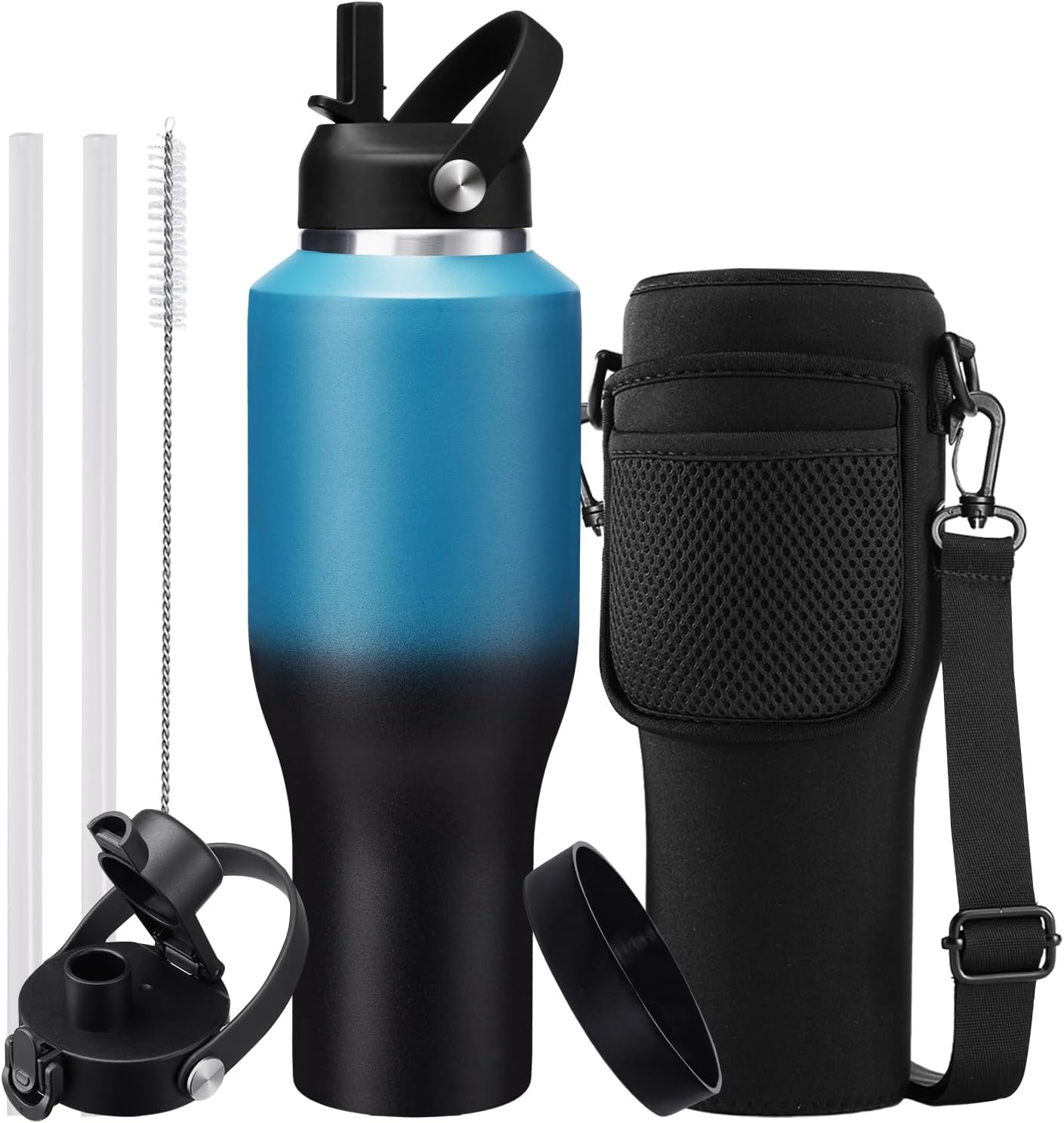 Protected Water-Bottle 40 oz with Sleeve – Vacuum Metal Insulated Flask Canteen Fits in The Car, Bike, Treadmill, Stroller, Golf Cart Mug Holder, Travel Coffee Cup, Cold for 48 Hrs, Hot for 24 Humans resources