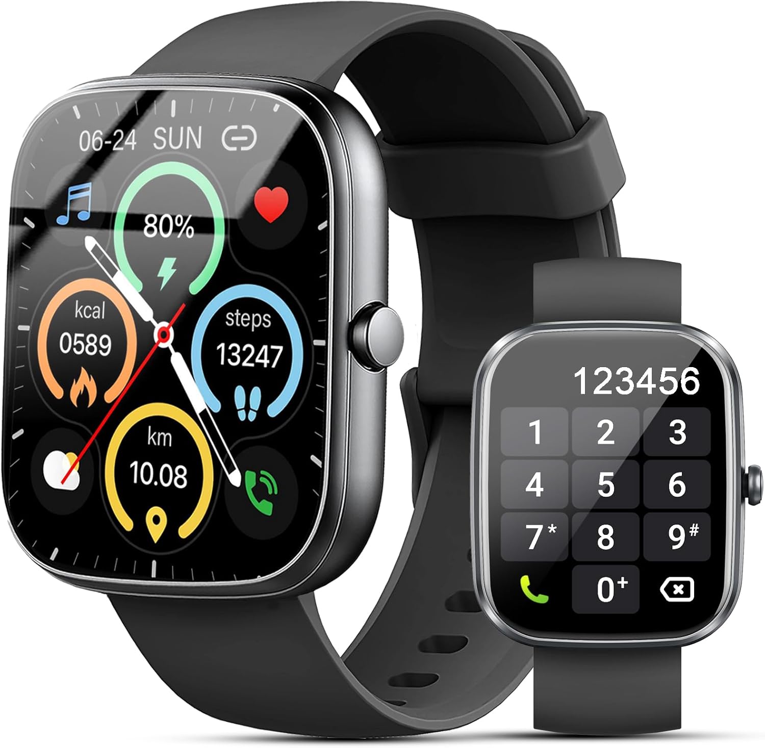 Kuizil Smart Watch for Guys Female, 1 91 Smartwatch (Answer/Make Telephone Call), Health And Fitness Tracker with 100 + Sport Modes, IP 68 Waterproof, Heart Rate/Sleep Display, Digital Pedometer, Task Tracker for Android iphone