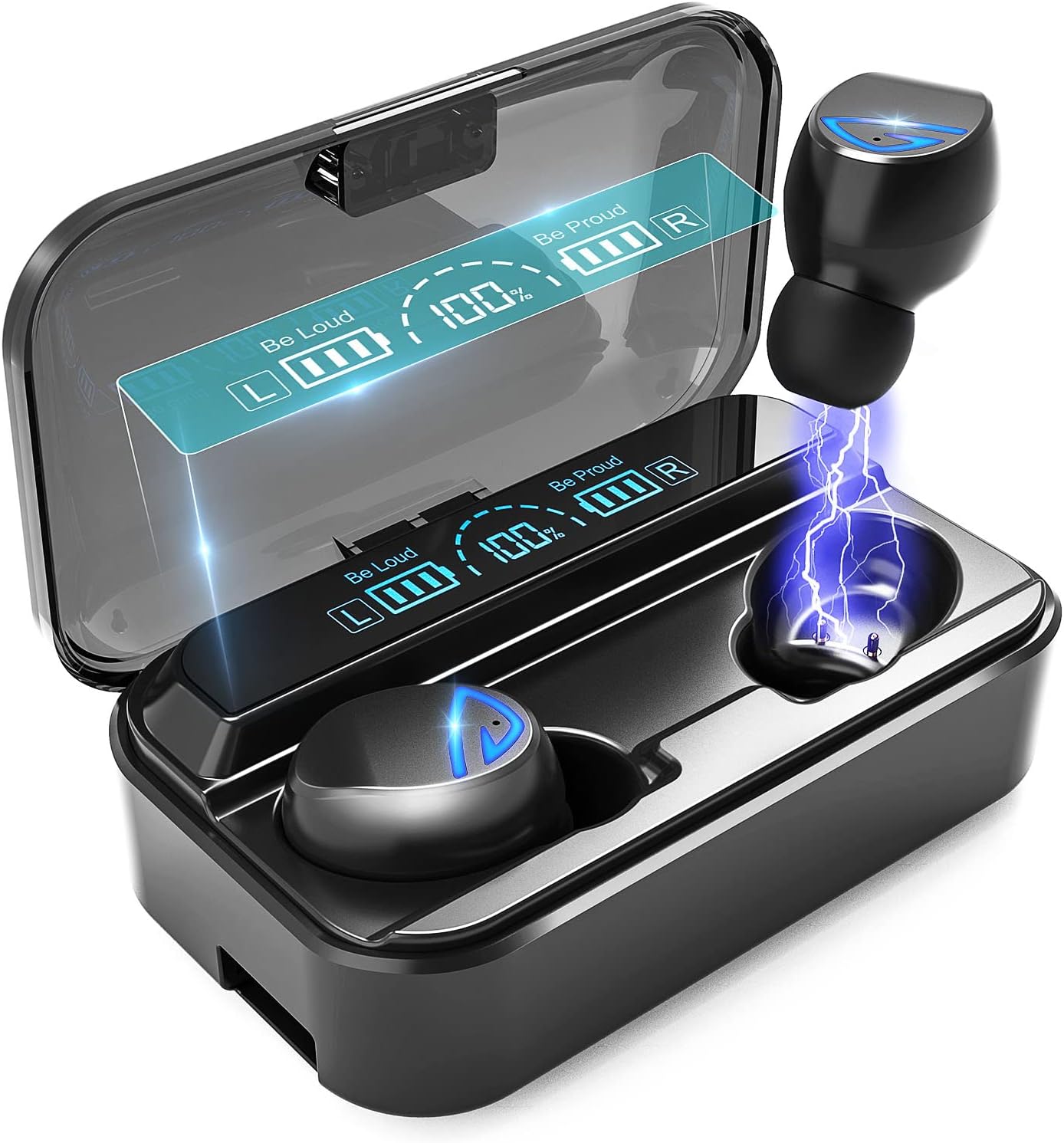 Bluetooth 5 2 Wireless Earbuds HiFi Stereo Audio Deep Bass Headphones with USB-C Charging Case Noise-Cancelling and Fast-Charge in-Ear Earphones Touch Control Headphone for Sports Workplace