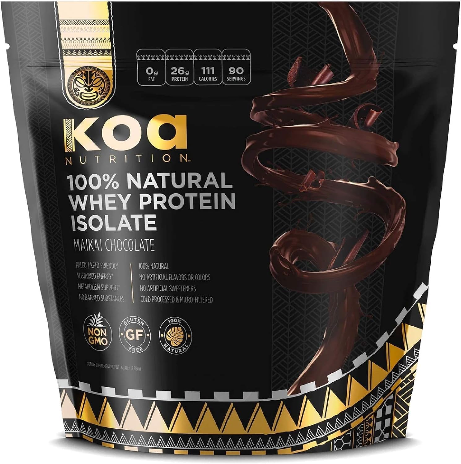 KOA Warrior Whey Protein Isolate | Performance Driven, Pure Protein Isolate with BCAAs and No Artificial Flavors or Sweeteners – Chocolate – 6lb Bag