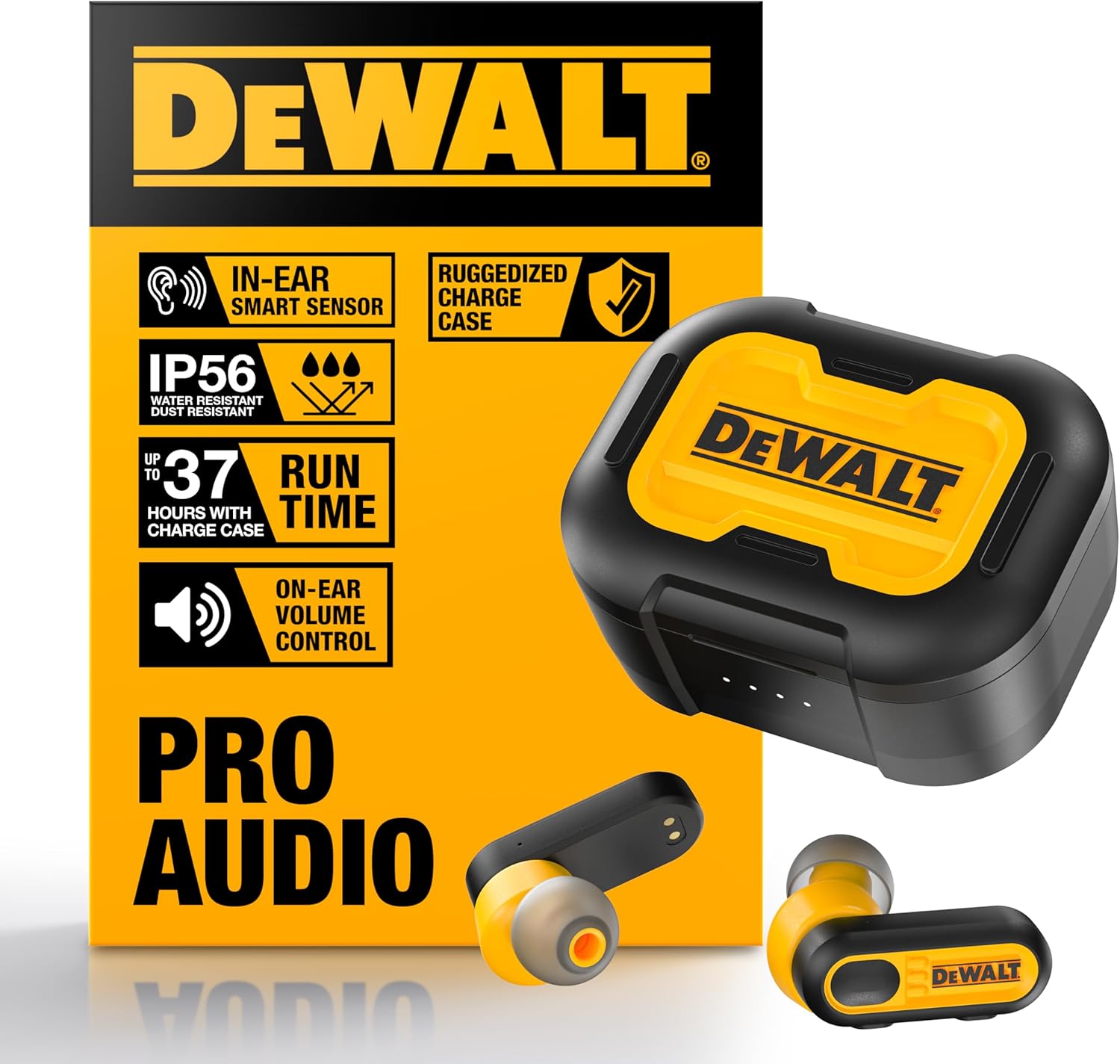 DEWALT Sturdy Real Wireless Ear Buds, Bluetooth Headphones with Kind C Billing Instance Included, Over 30 Hours of Battery Life, Easy Configuration for apple iphone, Perfect for Jobsite, Outdoor Job