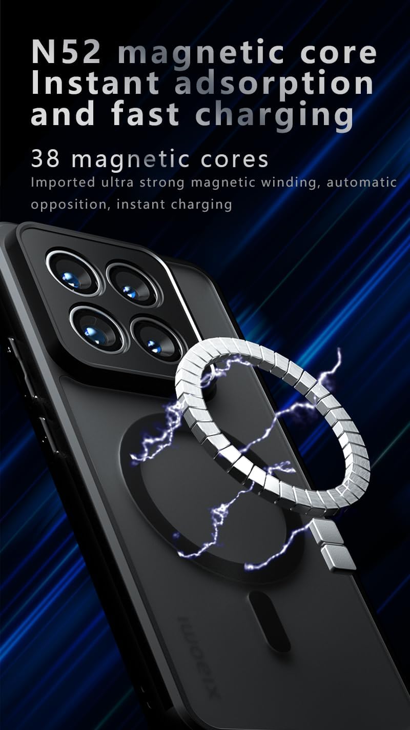 Compatible with Xiaomi 14T Case Cover, MagSafe Compatible, Built-in Magnetic Anti-Shock Cell Phone Case Black