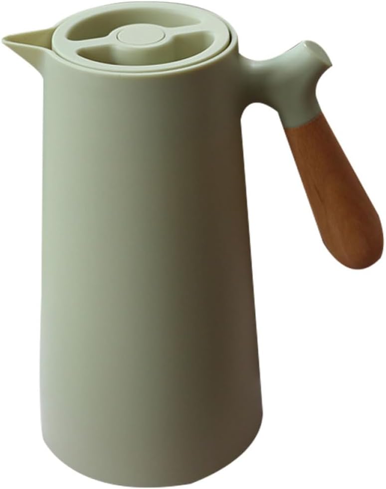 Kettle 1l Insulated Water Bottle Wooden Handle Double-walled Thermal Pitcher Warm Keeping Bottle for Office Home Hotel