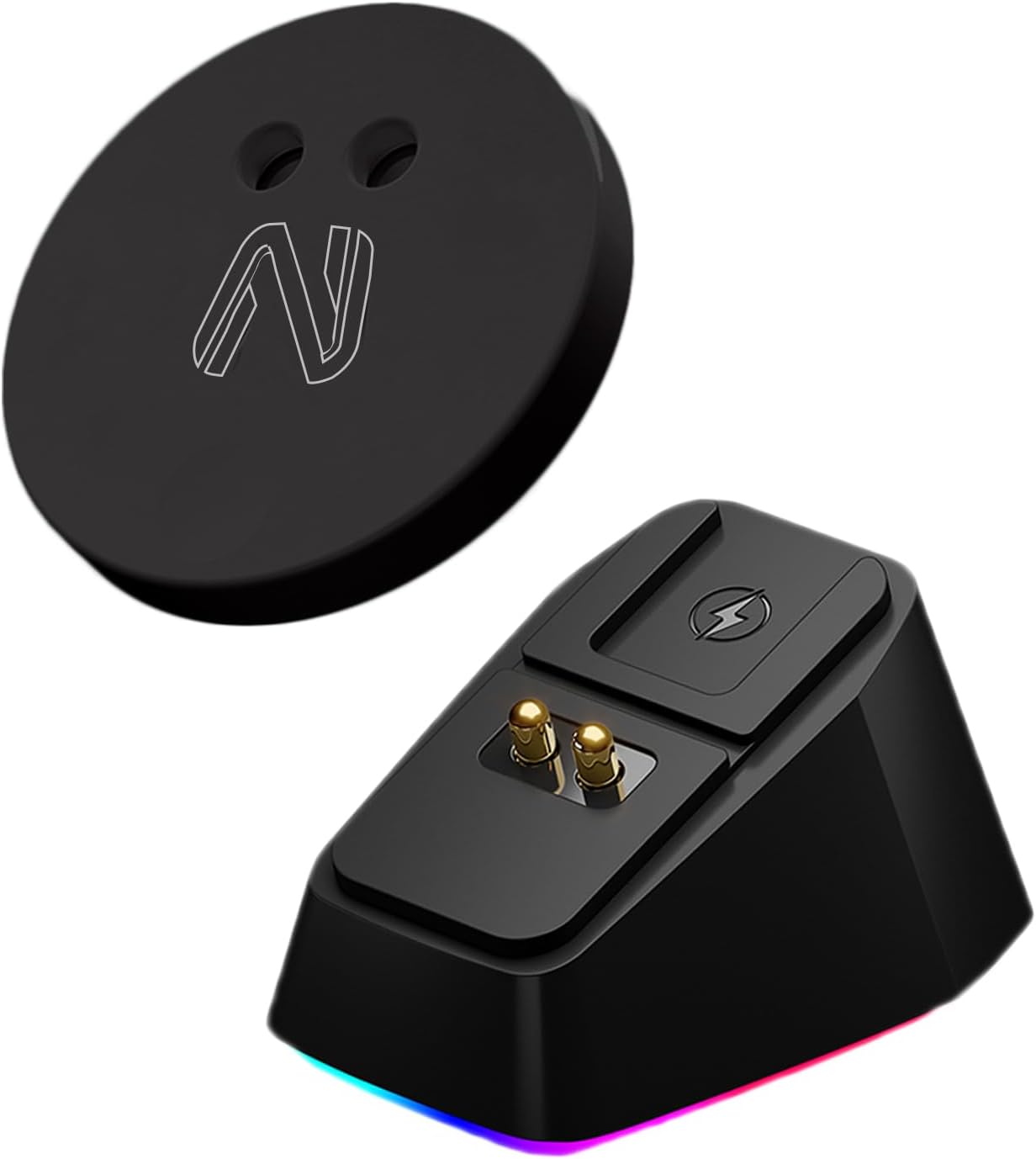 Black Wireless Mouse Charger for Logitech G PRO X Superlight/2/2 Dex, 7 RGB Modes, Compatible with DeathAdder v2 pro and Other Gaming Mouse, Esports Gamer Gear (Charging Dock Only)