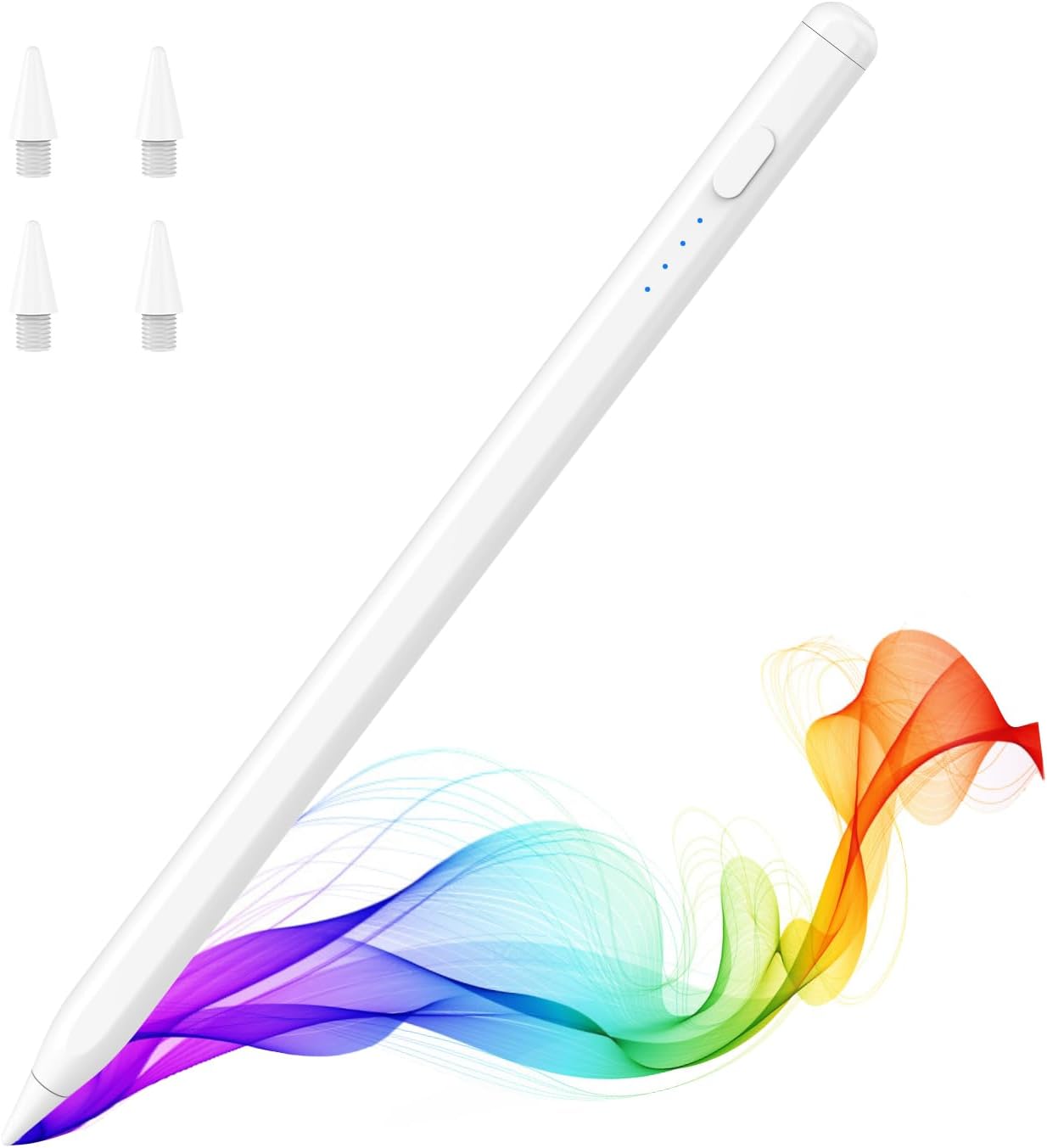 MoKo Pencil for iPad (A16) 11th 10th Gen, Stylus Pen for 2018-2025 Apple iPad 11/10/9/8/7/6/A16, Mini 7/6/5, Air M3/M2 11″/13″/5/4/3, Pro M4 13″/12.9″/11″ Tilt Sensitivity, USB-C Fast Charging,White