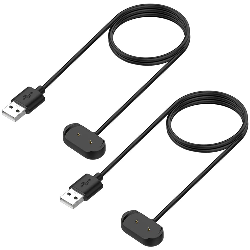 Charger for Amazfit Bip 5/3, T-Rex Pro, GTS 4 Mini, GTS 2/2e, GTR 2/2e, 2 GTR Mini Smart Watch – Replacement Magnetic Charging Cable (2-Pack, 1m/3.3ft)