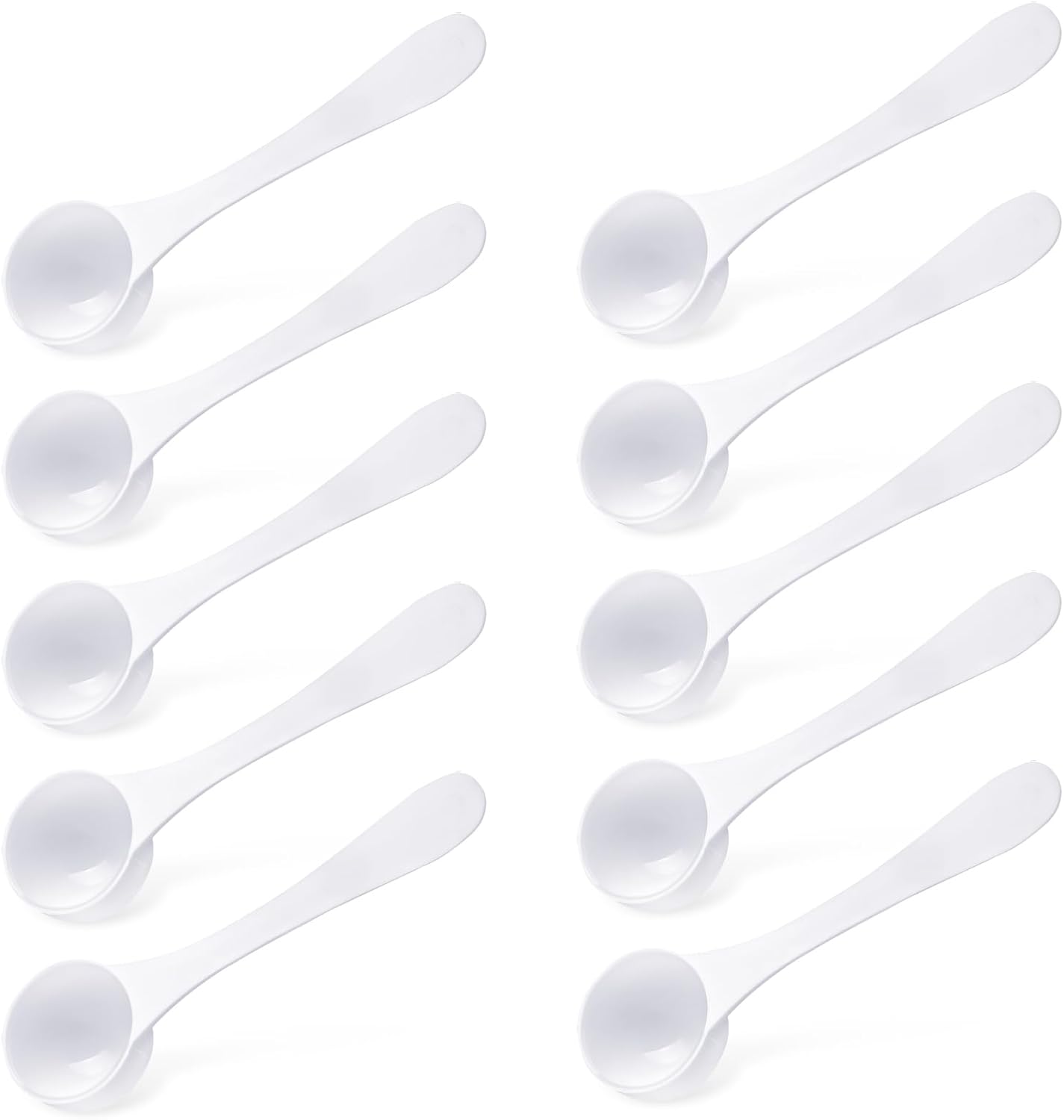 10 Pcs Plastic Teaspoon Measuring Spoons, 5ml Food Grade Long Handle Scoop Set Small Reusable White Measuring Tablespoon Kitchen Cooking Tool for Cooking and Baking, for Coffee Sugar Spices Nuts