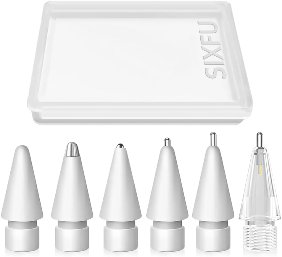 Replacement Pencil Tips for Apple Pencil, Multiple Durable iPencil Tip Nibs Accessories for iPad Pro/Apple Pencil Pro/USB-C/ 1st Gen/ 2nd Generation (6 PCS)