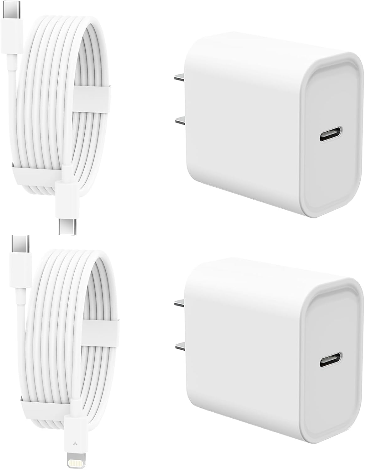 iPad Charger 2 Pack 20W Fast Wall Charger Block with 6FT Lightning & USB-C Cable – iPad Fast Charging for iPad Pro 13/12.9/11 in (2024-2018),iPad, iPad mini, iPad Air 1/2/3, Airpod, All iPad Models
