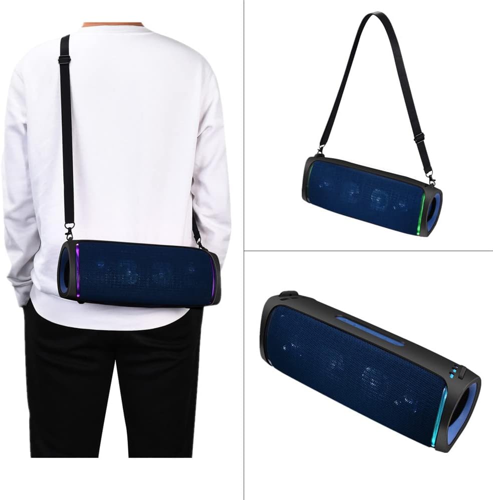 Silicone Case Compatible with Sony SRS-XB43 Speaker Protective Cover Bag with Shoulder Strap and Carabiner (Black)