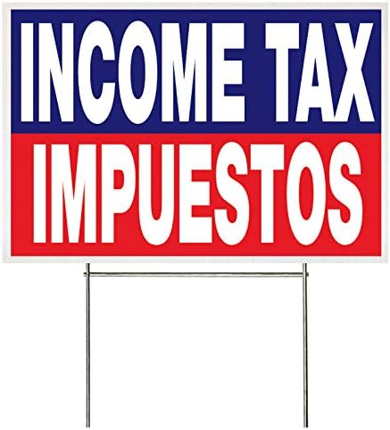4Less Co 18×12 Inch Income Tax IMPUESTOS Yard Sign with Stake brb1s