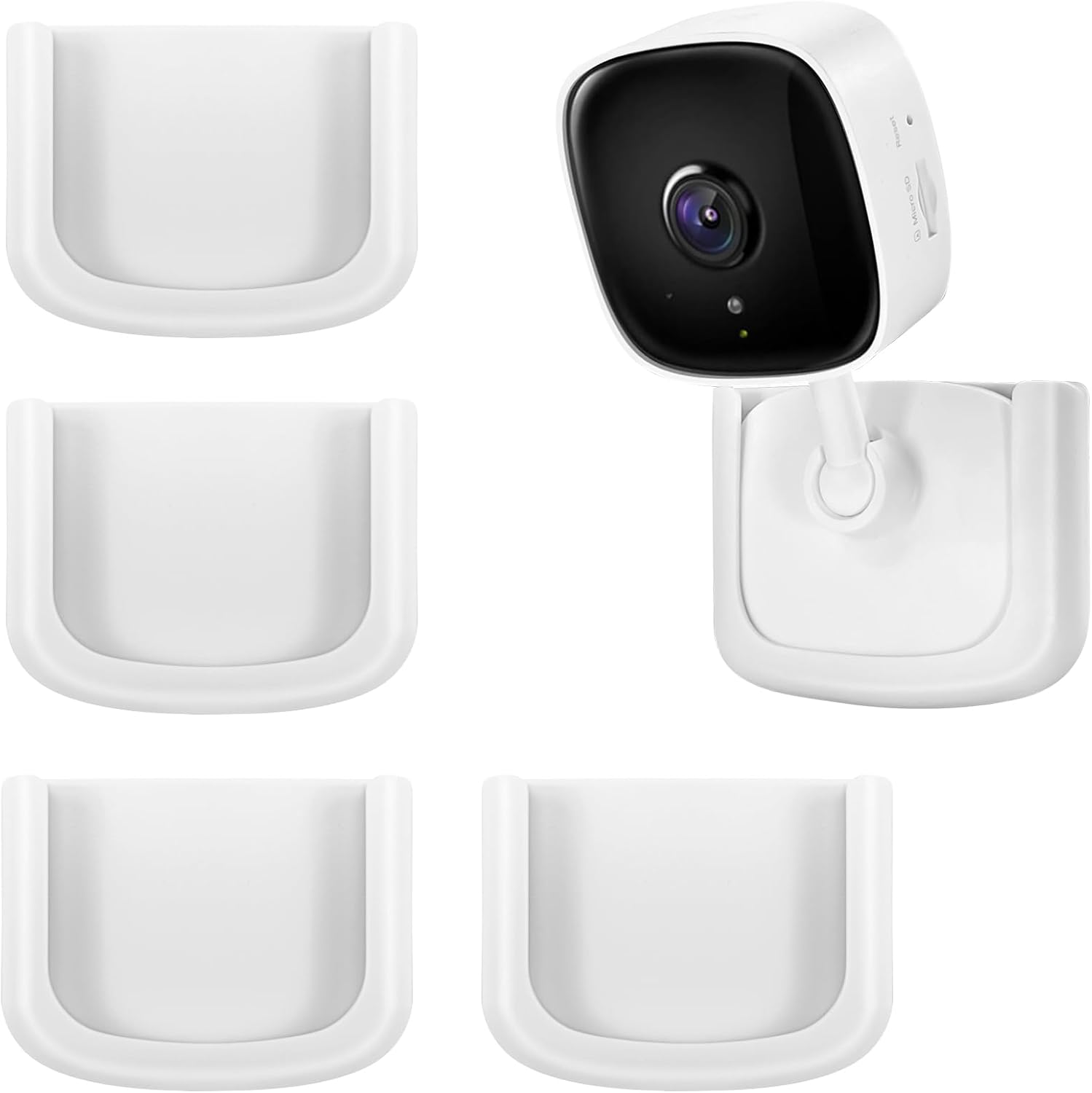 4 Pack No Drill Tapo Camera Mount, Strong Adhesive Durable Wall Mount Stand Fits for Tapo Security Camera C100,C110, Easy Installation Window Mount Camera Brackets fits for TP Link Camera,White