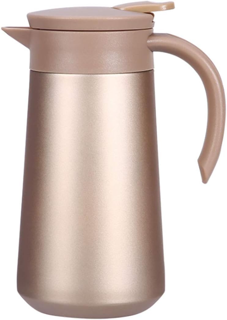 Thermal Coffee Carafe Tea Pot Stainless Steel Insulation Pot Double Wall Vacuum Insulated Coffee Tea & Beverage Dispenser for Coffee Milk and Tea, 27 Oz (Champagne)