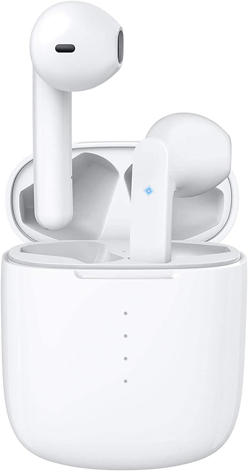 Wireless Earbuds Bluetooth 5.0 Headphones with Charging Case, IPX8 Waterproof, 3D Stereo Airpods pro in-Ear Ear Buds Built-in Mic, Open Lid Auto Pairing for Android/Samsung/Apple iPhone (White)
