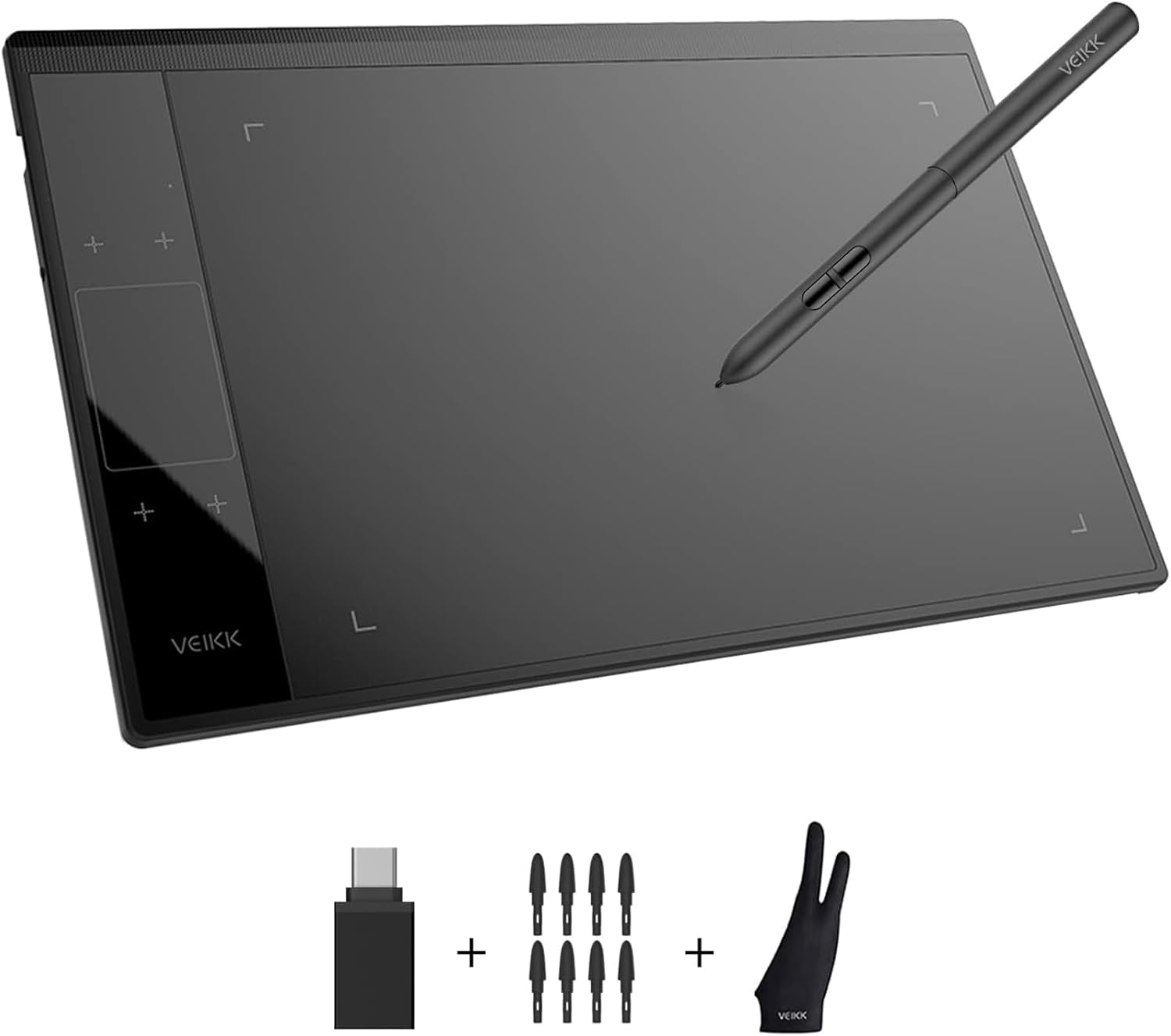 VEIKK A30 V2 Drawing Tablet 10×6 Inch Graphics Tablet with 8192 Pressure Sensitivity Battery-Free Pen and Touch Pad, 4 Hot Keys Drawing Pad for Computer, Supports Mac Windows Android Linux